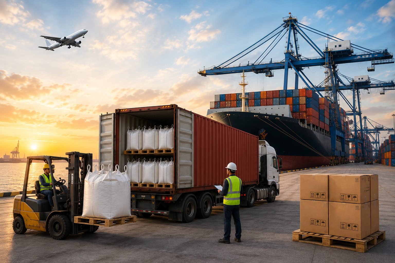 Port vessel logistics background
